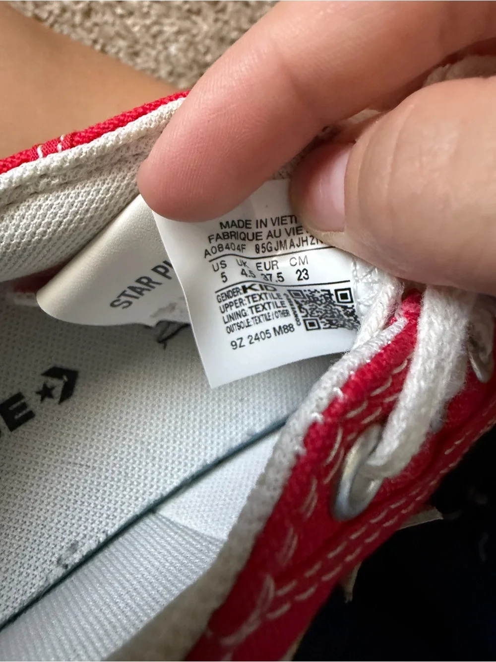 Converse Kids Red Low-Top Sneakers with White Accents